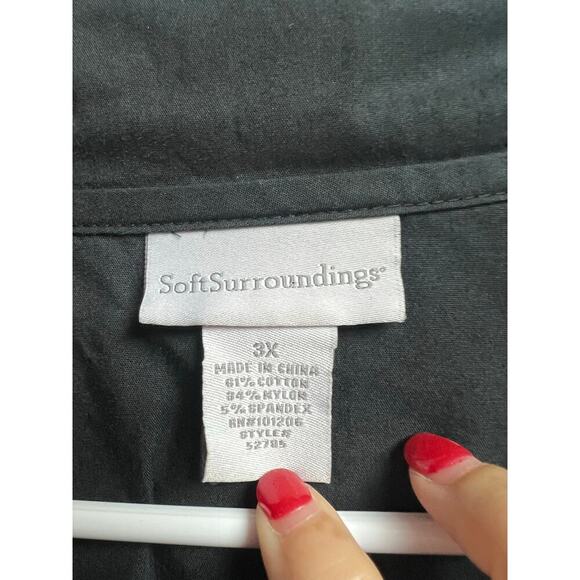 Soft Surroundings Black Button Up Pleated Collar Cuffs Women's Shirt 3X - Picture 2 of 7
